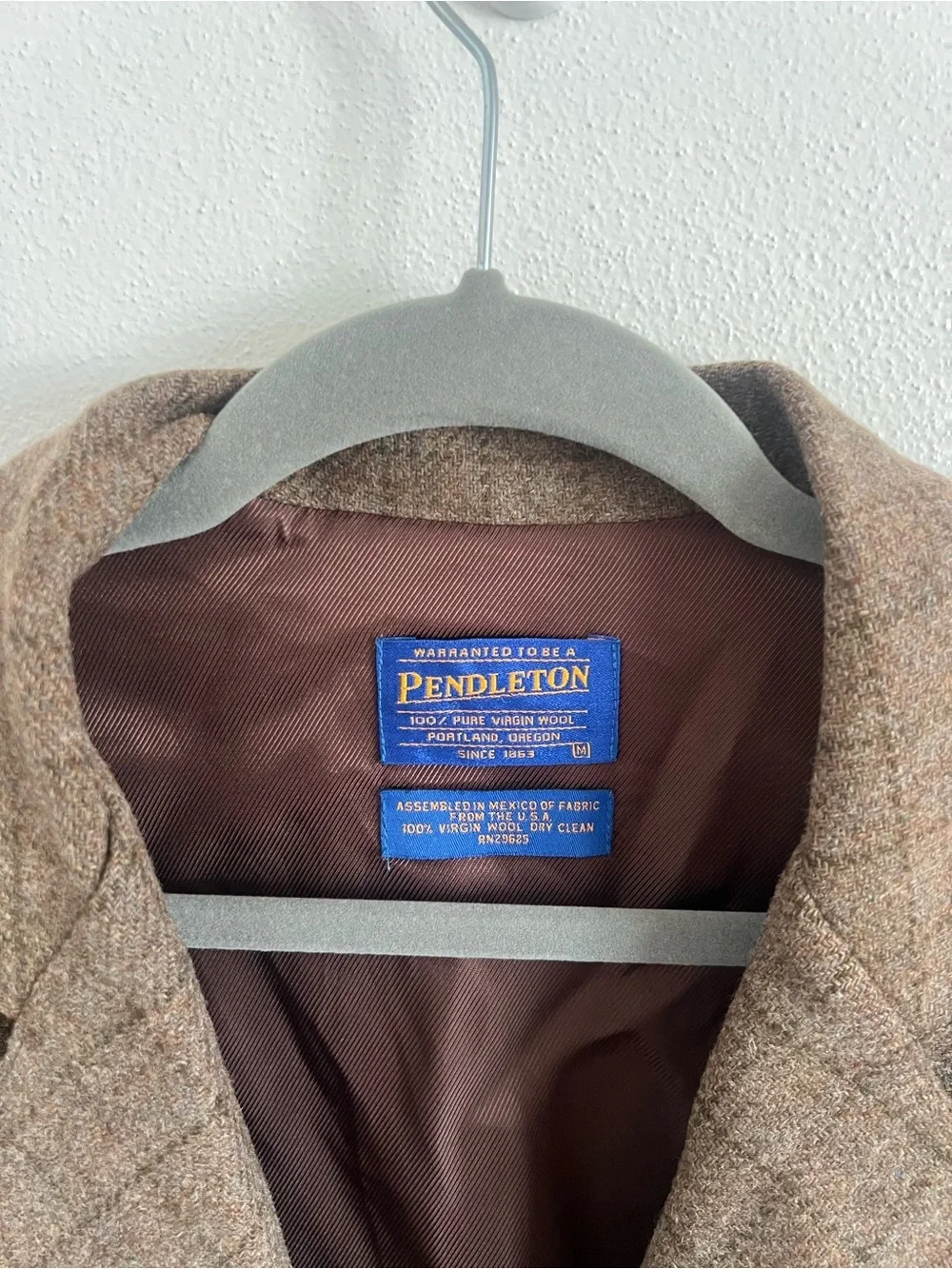 Pendleton Brown Windowpane Wool Sport Coat, size medium